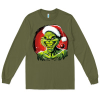 Army Green Grinch Long Sleeve Tee - Unal Design