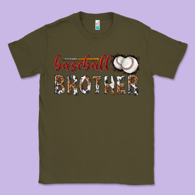 Classic Tee baseball brother with leopard