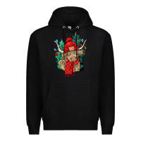 Black Red Christmas long haired Cow Premium Hoodie - NancyCooperArtShop