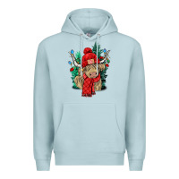 Blue Mist Red Christmas long haired Cow Premium Hoodie - NancyCooperArtShop