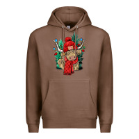 Chestnut Red Christmas long haired Cow Premium Hoodie - NancyCooperArtShop