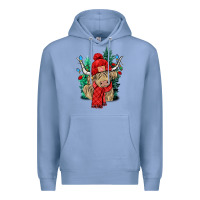Colony Blue Red Christmas long haired Cow Premium Hoodie - NancyCooperArtShop