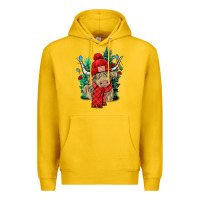 Lemon Red Christmas long haired Cow Premium Hoodie - NancyCooperArtShop