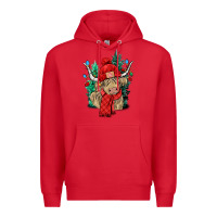 Red Red Christmas long haired Cow Premium Hoodie - NancyCooperArtShop