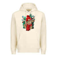 Sandshell Red Christmas long haired Cow Premium Hoodie - NancyCooperArtShop