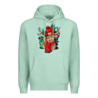 Seafoam Red Christmas long haired Cow Premium Hoodie - NancyCooperArtShop