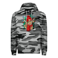 Slate Camo Red Christmas long haired Cow Premium Hoodie - NancyCooperArtShop
