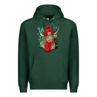 Sports Green Red Christmas long haired Cow Premium Hoodie - NancyCooperArtShop