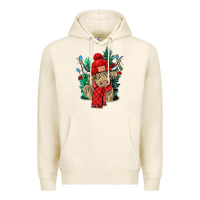 Tofu Red Christmas long haired Cow Premium Hoodie - NancyCooperArtShop