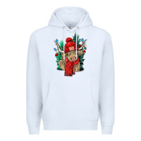 White Red Christmas long haired Cow Premium Hoodie - NancyCooperArtShop