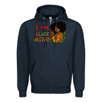 Navy i am black history Zipper Hoodie - Zillion Design Studio