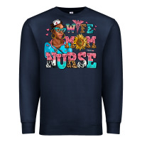 Navy afro wife mom nurse Premium Sweatshirt - AdoDesignShop