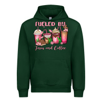 Forest Green fueled by jesus and coffee Urban Hoodie - MaliasSmallBusiness