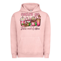Pigment Salmon fueled by jesus and coffee Urban Hoodie - MaliasSmallBusiness