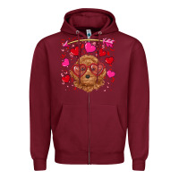 Burgundy valentine's day toy poodle Zipper Hoodie - RanaPortraitStore