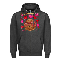 Charcoal Heather valentine's day toy poodle Zipper Hoodie - RanaPortraitStore