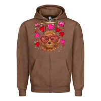 Chestnut valentine's day toy poodle Zipper Hoodie - RanaPortraitStore