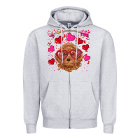 Heather Grey valentine's day toy poodle Zipper Hoodie - RanaPortraitStore