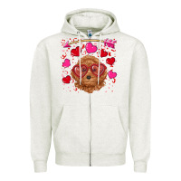 Oatmeal Heather valentine's day toy poodle Zipper Hoodie - RanaPortraitStore