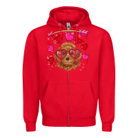 Red valentine's day toy poodle Zipper Hoodie - RanaPortraitStore