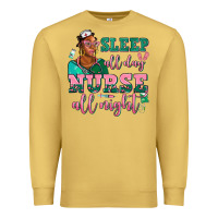 Antique Gold afro  nurse sleep all day nurse all night Premium Sweatshirt - AdoDesignShop