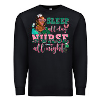 Black afro  nurse sleep all day nurse all night Premium Sweatshirt - AdoDesignShop