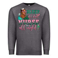 Charcoal Heather afro  nurse sleep all day nurse all night Premium Sweatshirt - AdoDesignShop