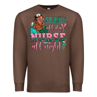 Chestnut afro  nurse sleep all day nurse all night Premium Sweatshirt - AdoDesignShop
