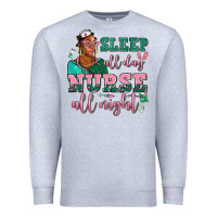 Heather Grey afro  nurse sleep all day nurse all night Premium Sweatshirt - AdoDesignShop