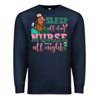 Navy afro  nurse sleep all day nurse all night Premium Sweatshirt - AdoDesignShop