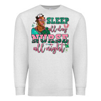 Oatmeal Heather afro  nurse sleep all day nurse all night Premium Sweatshirt - AdoDesignShop