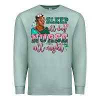 Seafoam afro  nurse sleep all day nurse all night Premium Sweatshirt - AdoDesignShop