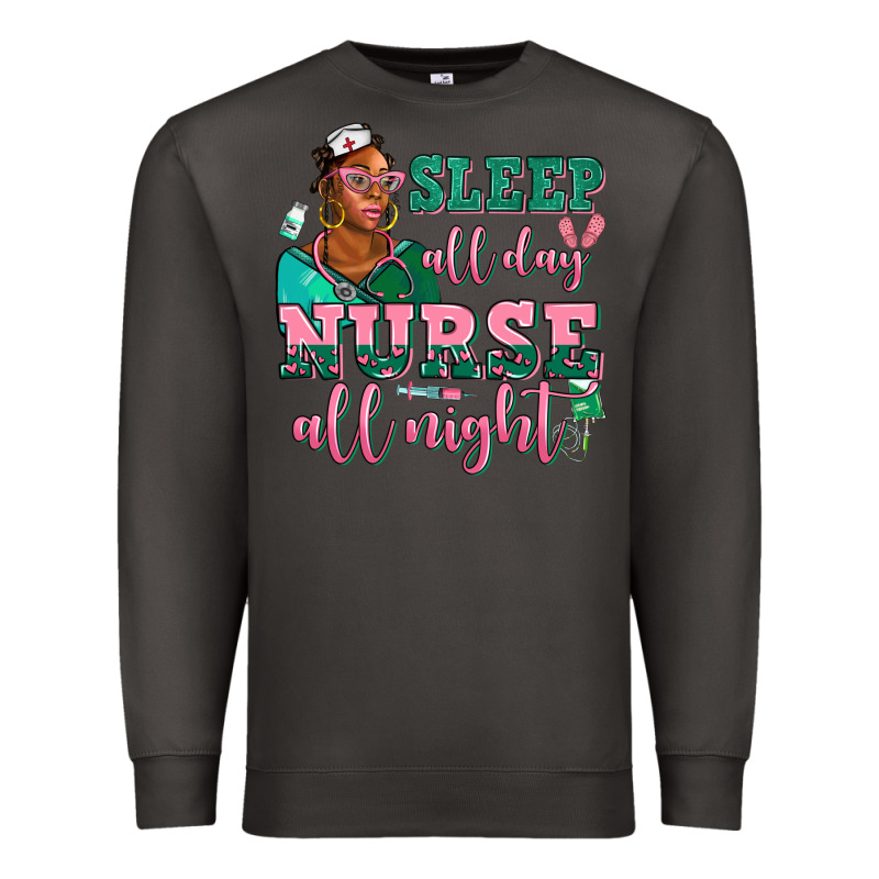 Afro  Nurse Sleep All Day Nurse All Night Premium Sweatshirt by AdoDesignShop | Teevron