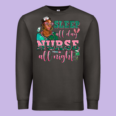 Afro  Nurse Sleep All Day Nurse All Night Premium Sweatshirt Designed By Adodesignshop