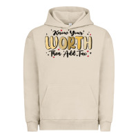 Pigment French Oak know your worth Urban Hoodie - MaliasSmallBusiness