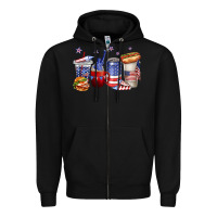 Black 4th of july coffee cups Zipper Hoodie - texasbilliewilder