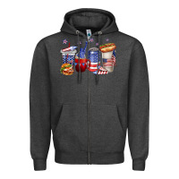 Charcoal Heather 4th of july coffee cups Zipper Hoodie - texasbilliewilder