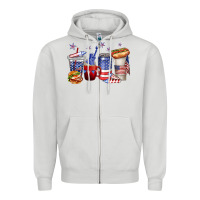Dove Grey 4th of july coffee cups Zipper Hoodie - texasbilliewilder