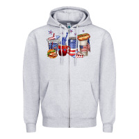 Heather Grey 4th of july coffee cups Zipper Hoodie - texasbilliewilder