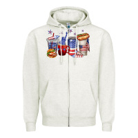 Oatmeal Heather 4th of july coffee cups Zipper Hoodie - texasbilliewilder