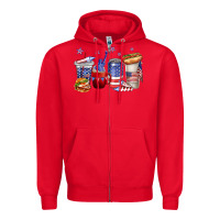 Red 4th of july coffee cups Zipper Hoodie - texasbilliewilder