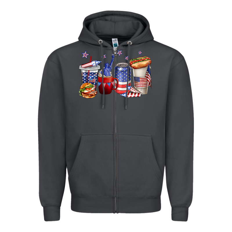 4th Of July Coffee Cups Zipper Hoodie by texasbilliewilder | Teevron