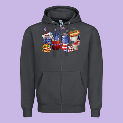 Zipper Hoodie 4th of july coffee cups