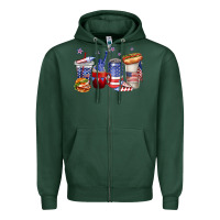 Sports Green 4th of july coffee cups Zipper Hoodie - texasbilliewilder