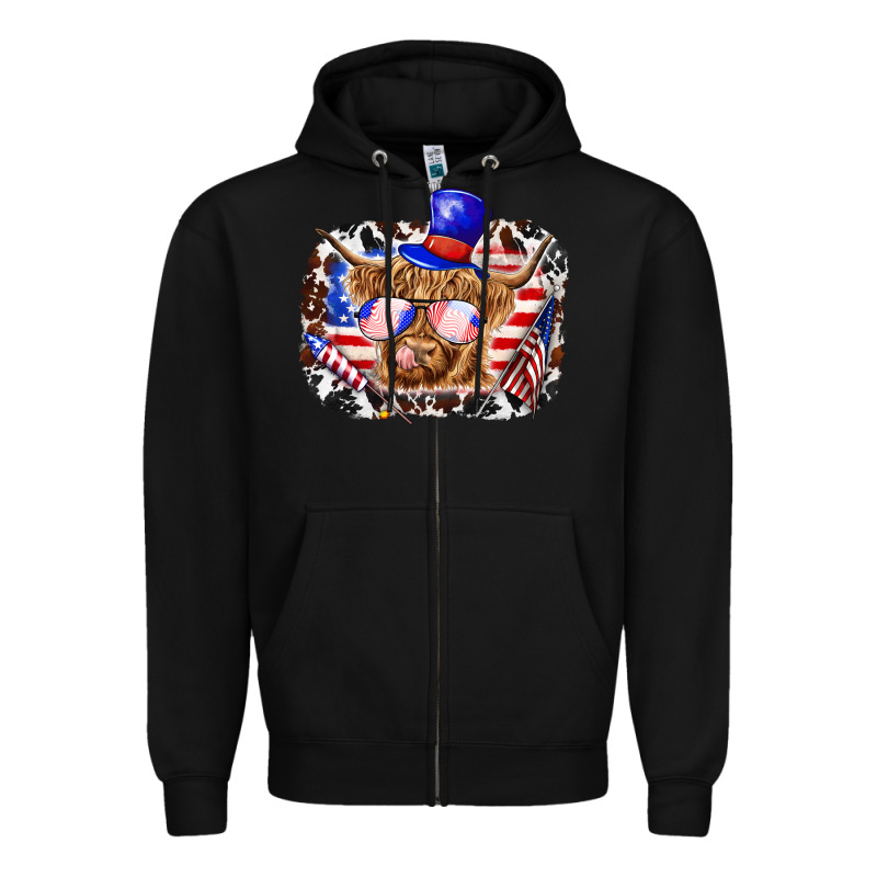 4th Of July Cow Zipper Hoodie by texasbilliewilder | Teevron