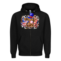 Black 4th of july cow Zipper Hoodie - texasbilliewilder