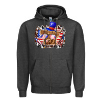 Charcoal Heather 4th of july cow Zipper Hoodie - texasbilliewilder