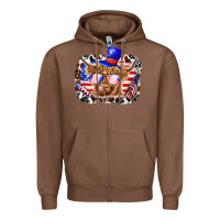 Chestnut 4th of july cow Zipper Hoodie - texasbilliewilder