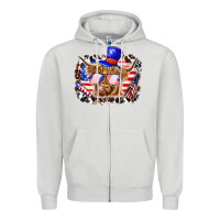 Dove Grey 4th of july cow Zipper Hoodie - texasbilliewilder