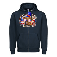 Navy 4th of july cow Zipper Hoodie - texasbilliewilder